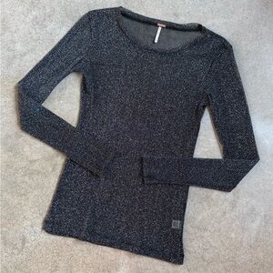 Poof Sheer Metallic Long Sleeve Top